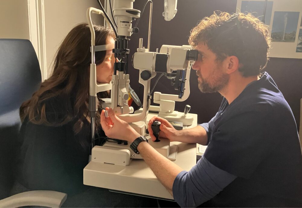 Web Eye test with optometrist Ian Cameron CREDIT Edinburgh Innovations