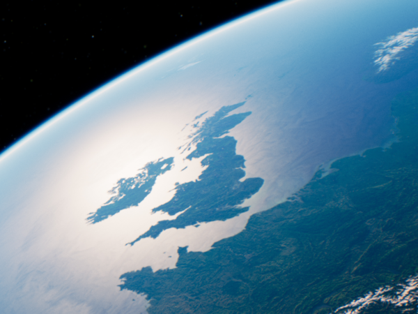 UK from space surrounded by ocean